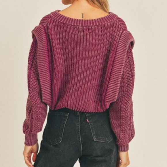 Crop Knit Cardi in Vintage Berry - Picture 4 of 5